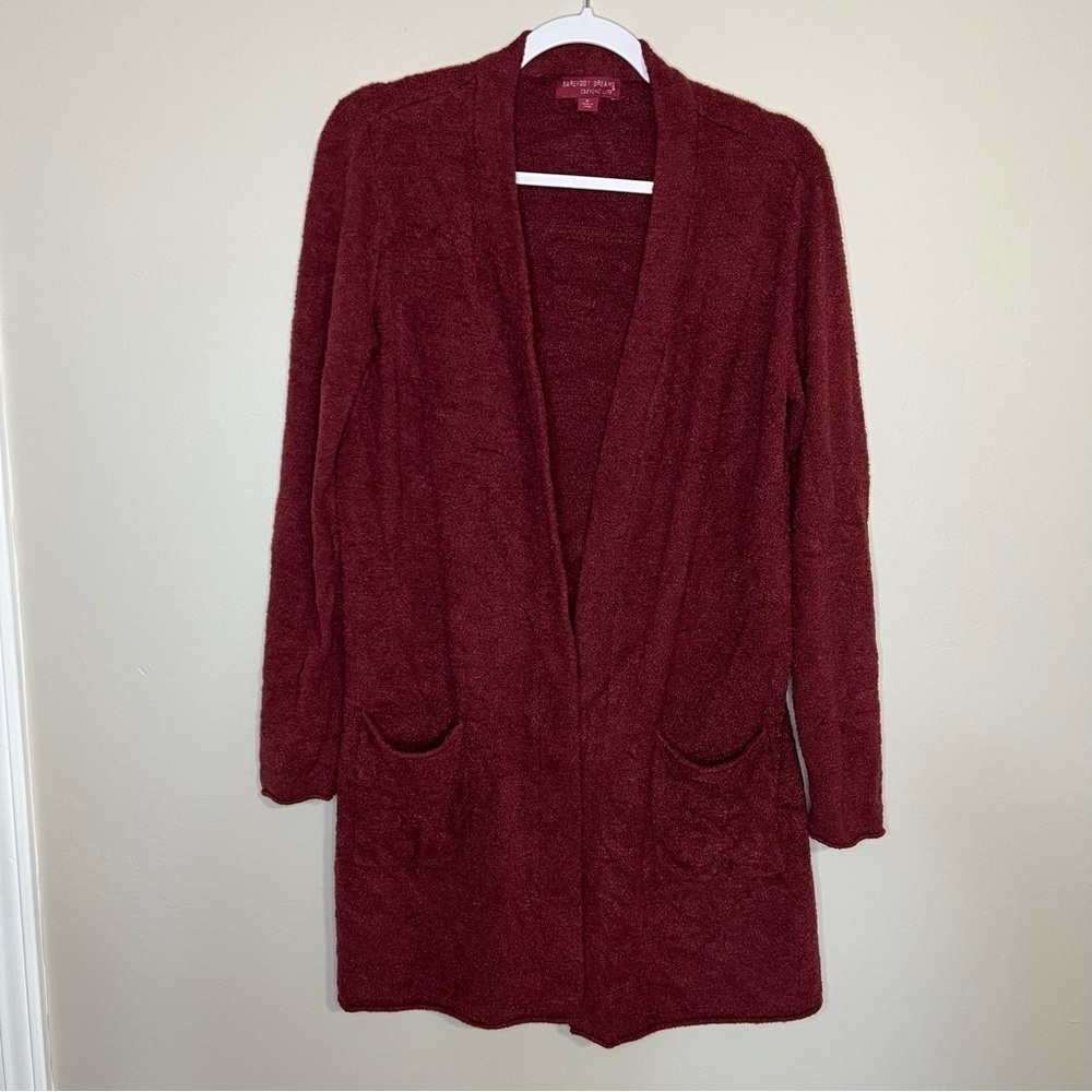 Barefoot Dreams CozyChic Lite Long Cardigan Garnet Red size medium